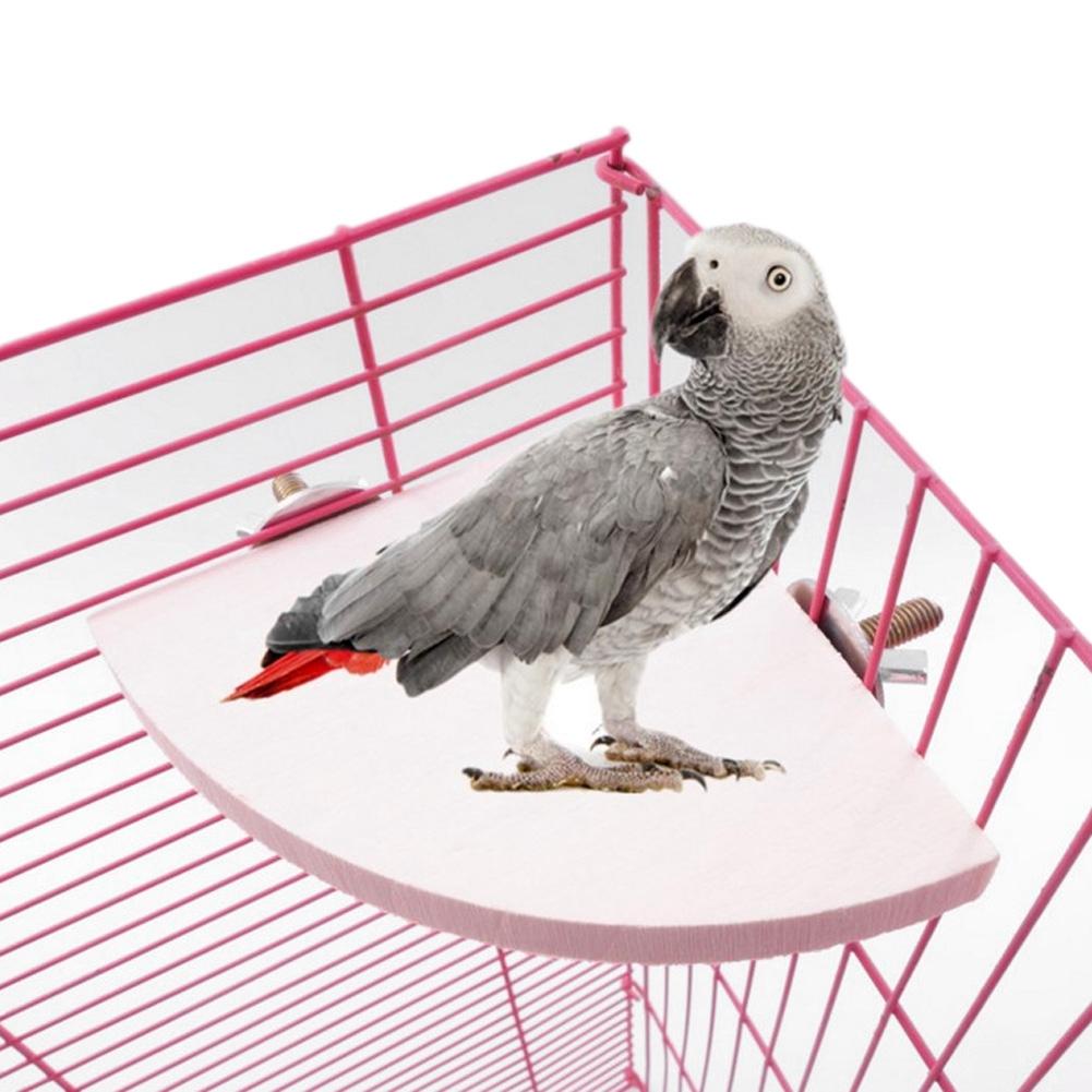 2Pcs Wooden Fan Shape Bird Cage Perches Stand Platform Toy for Pet Hamster Parrot Hot