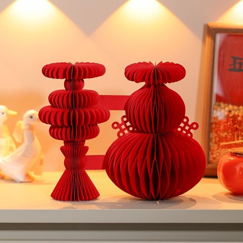 Paper New Year Decorations Red Honeycomb Paper Honeycomb Lantern 2026 Hanging Pendant Patio Decor