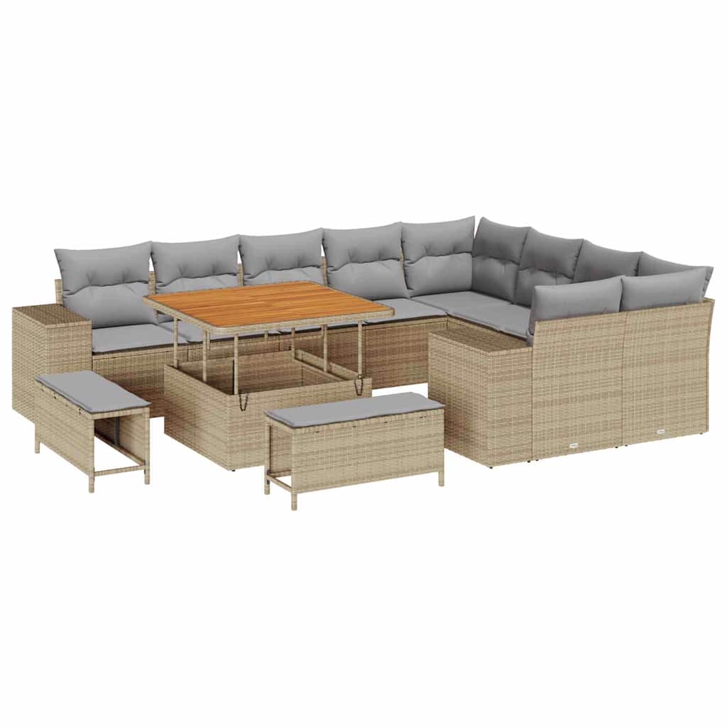 Garden Sofa Set with Cushions 12 Pcs Beige and Light Grey