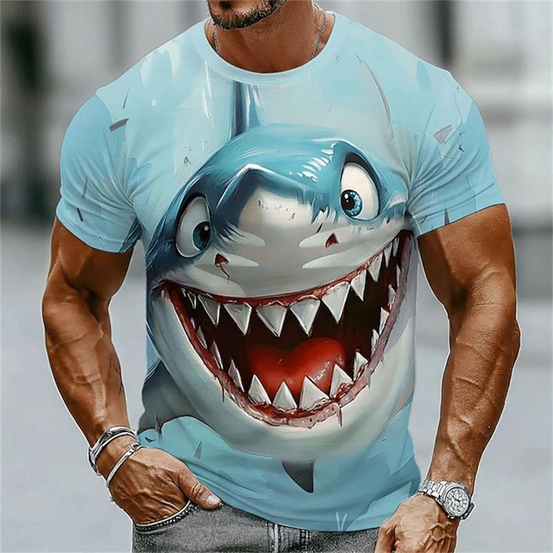 Animation Style T-Shirts Summer Fashion Short Sleeve Funny 3D Animals Printed Men Casual Loose Comfortable Breathable Soft T-shirt