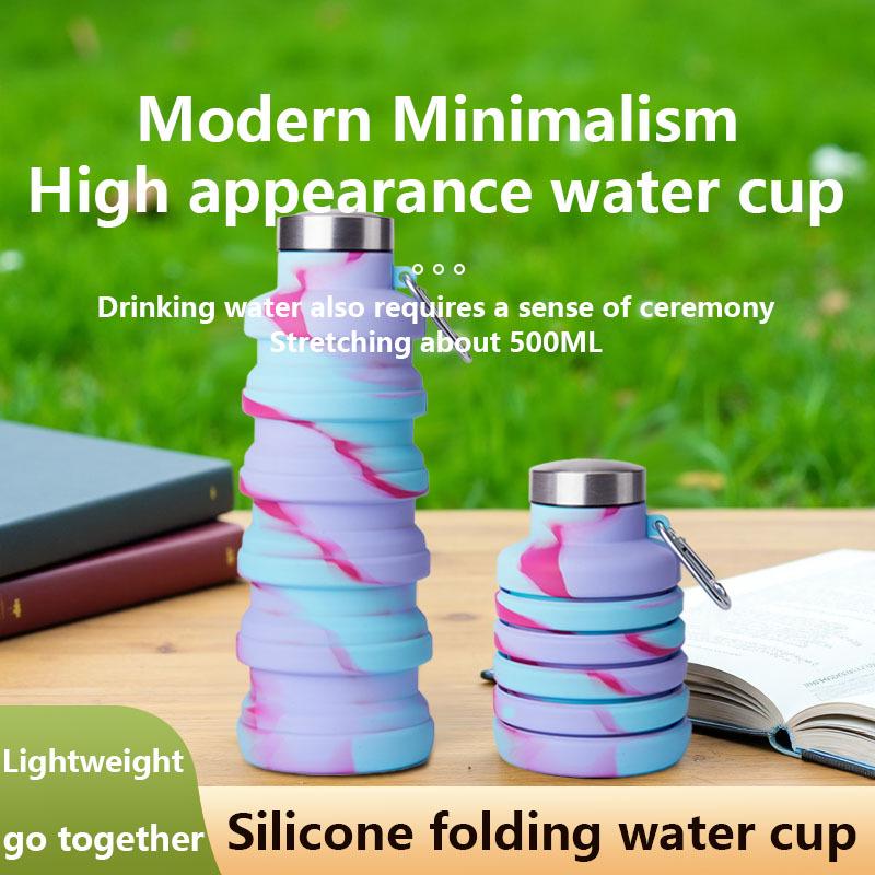 Silicone Folding Water Cup 500ml - Large Capacity Sports Outdoor Kettle