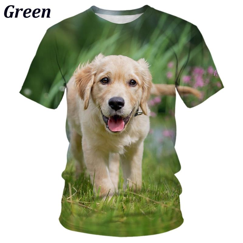 New Summer 3D Cute Animal Golden Retriever Printing T Shirt Children Fashion Harajuku Short Sleeves Funny S