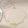 Trendy Resin Necklace Purple/Yellow Floral Leaf  Pendant Neckchains for Wedding Bridal Jewelry Unique Shape Ornaments
