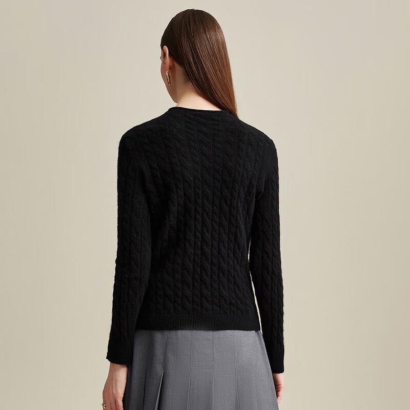 Zhaojun Women's Thin Cable Knit Cashmere Half-Turtleneck Sweater