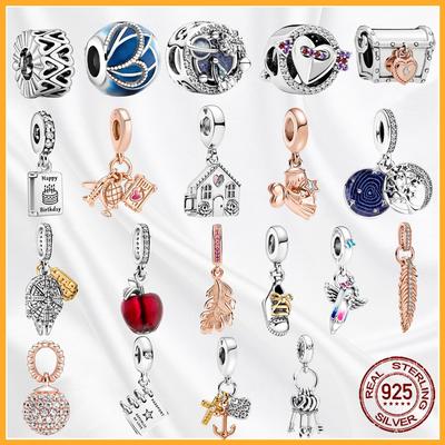 Authentic Plata Copper Dangle Charms Sparkling Fit Original Bracelet Beads Pendant Women Diy Jewelry Gift