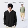 MINISO Men's Waffle Knit Layered V-Neck Long Sleeve Shirt