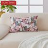 1PC Nuan Series Retro Romantic Printed Pillowcase Cotton Linen Comfortable Pink Pillowcase for Sofa Bed Living Room Bedroom Home Decor