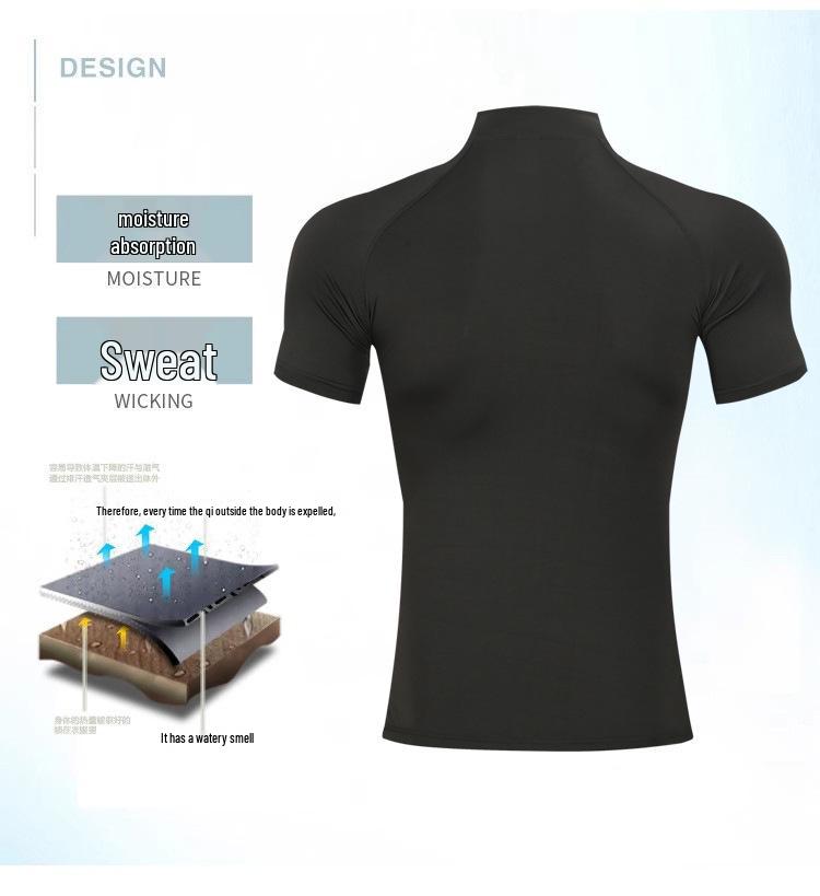 Men's High Neck Quick-Dry Fitness T-shirt