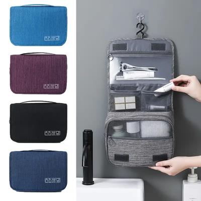 Geantă portabilă de depozitare pentru bărbați din țesătură Oxford, organizator de articole de toaletă pentru femei, geantă pentru cosmetice, impermeabilă, agățată pentru călătorie.