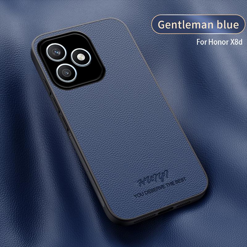 

Чехол для Honor X8D Роскошный кожаный матовый магнитный чехол под личи для Honor X8D Ударопрочный бампер Funda. For Honor X8D синий