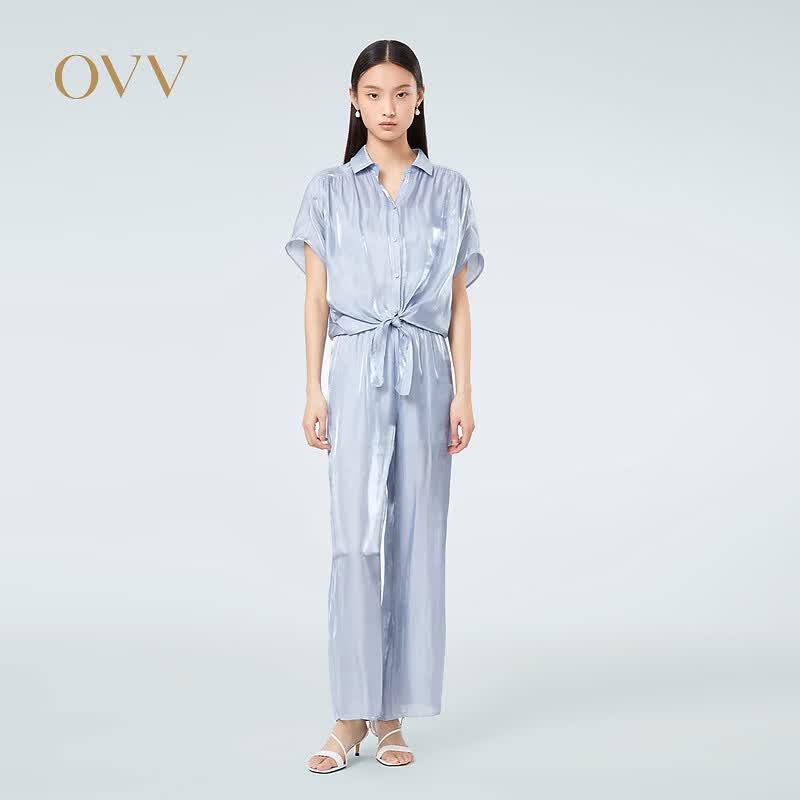 OVV Women s Short Sleeve Knot-Hem Casual Shirt S