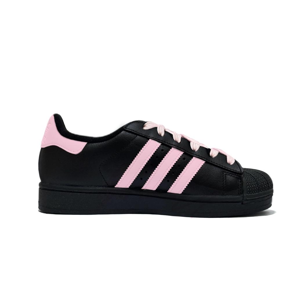Adidas Originals Superstar 2 Cushioning Abrasion Resistant Lightweight Low top Skateboard Shoes Unisex Black Pink JI0079(Team924-)