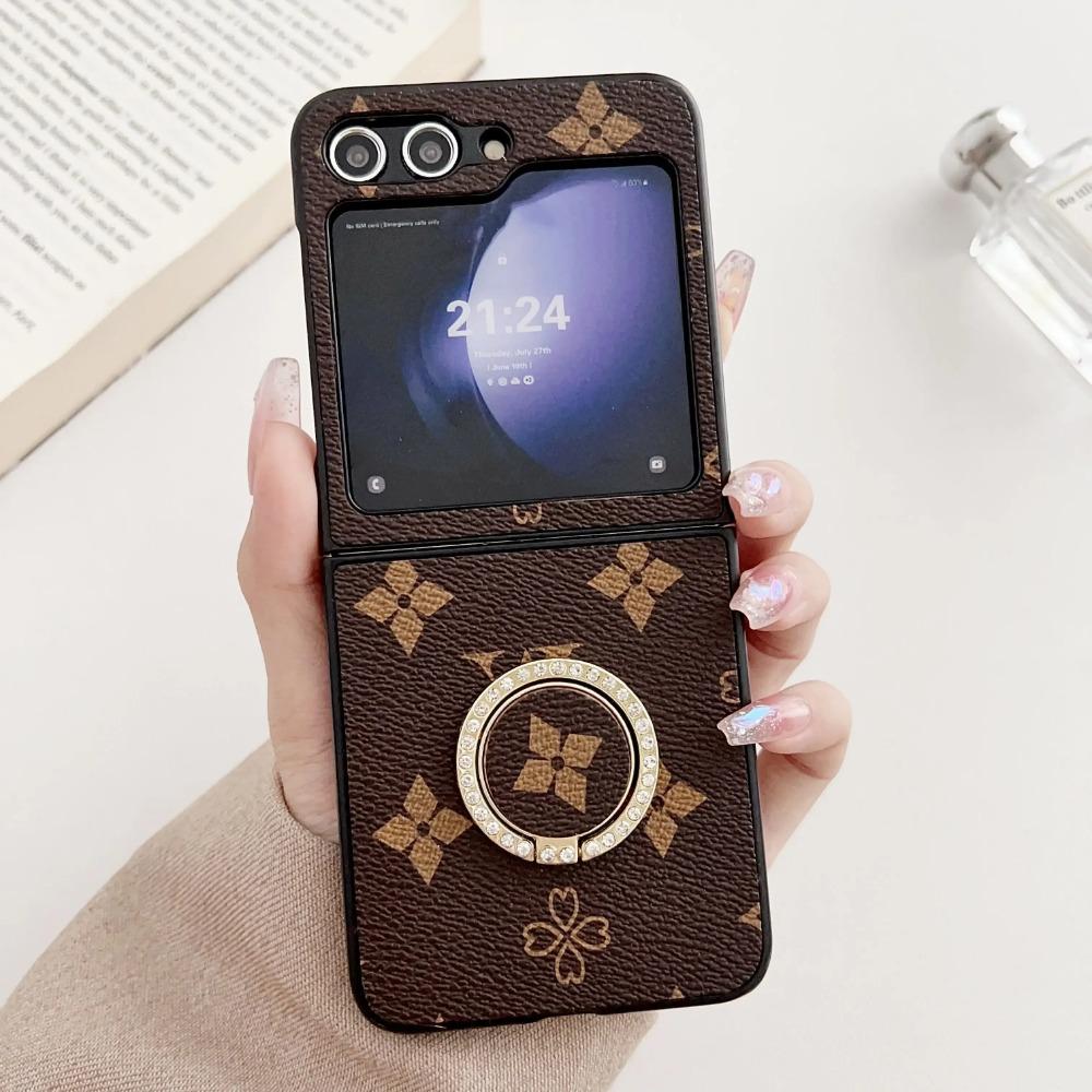 

Роскошный деловой чехол для телефона с ретро-узором и двойным V для Samsung Galaxy Z Flip 7 6 5 4 3, черный браслет-цепочка, женская защитная крышка Galaxy Z Flip4