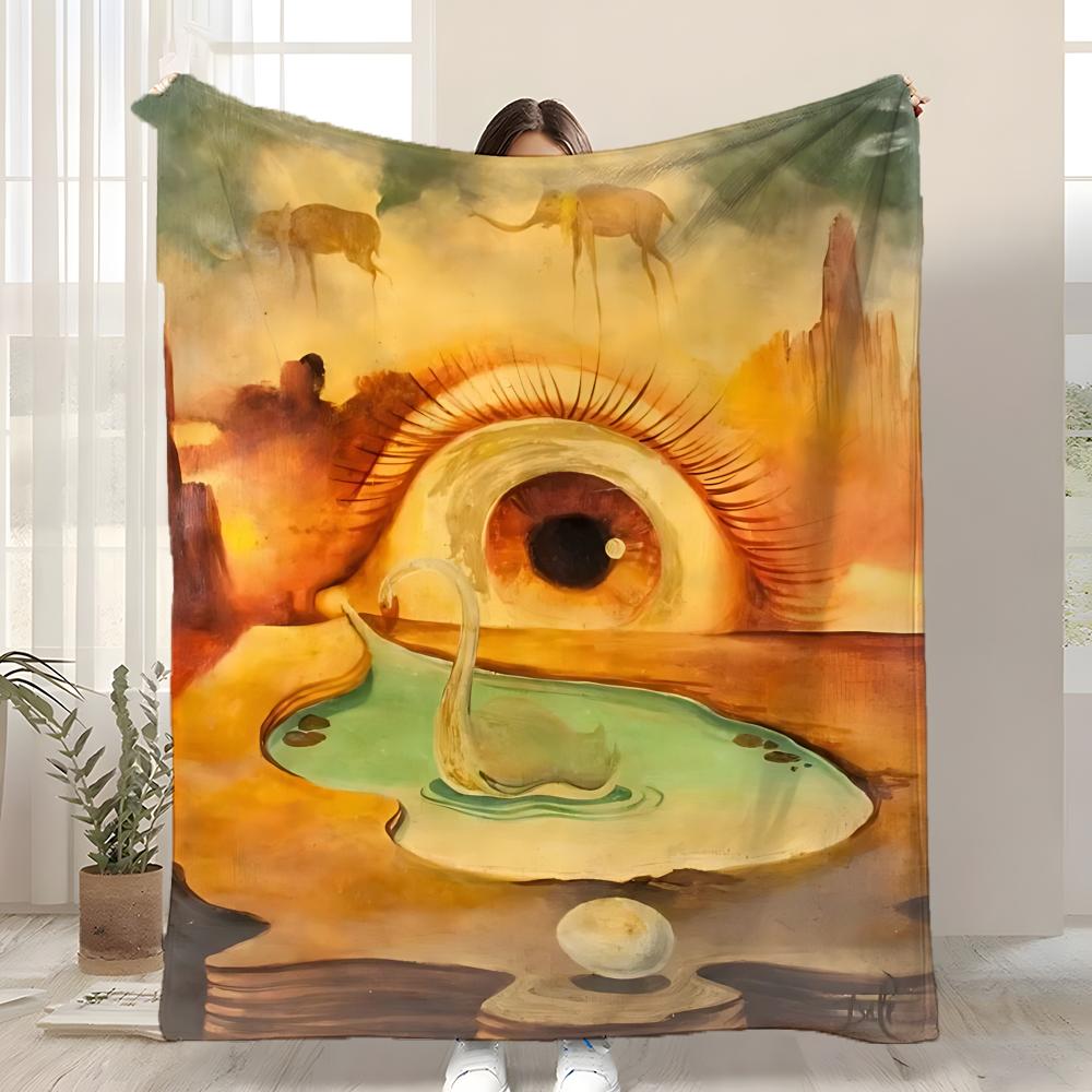 

Salvador Dali Pop Art Throw Kid-Friendly Flannel Throw Blanket Soft Warm Anti-Static Washable All Season 75x90cm