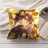 Zhongli Genshin Impact Cute Cushion Cover Silky Short Plush Invisible Zipper Dustproof Sofa Pillow Case For Home Decor
