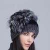 Winter Women's Warm Fashion Thick Wool Hat Rex Rabbit Fur Hat Knitted with Side Flower Hat