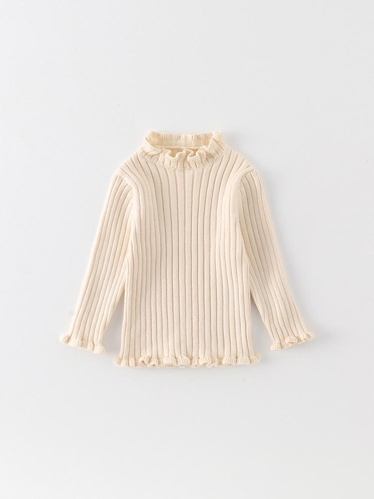 Girls' Cozy Knit Sweater - Stylish Baby Warm Layer, Pure Color Versatile Top for Autumn/Winter