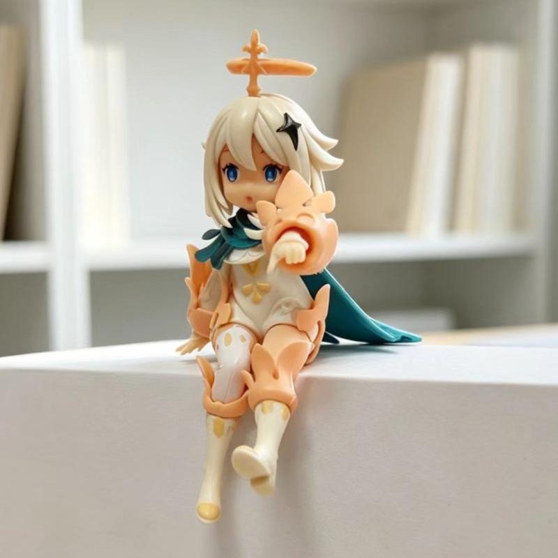Genshin Impact Paimon Mini Figure Cute Anime Game Character Doll Ornament Sitting Statue Desk Decor Collectible Gift for Fans
