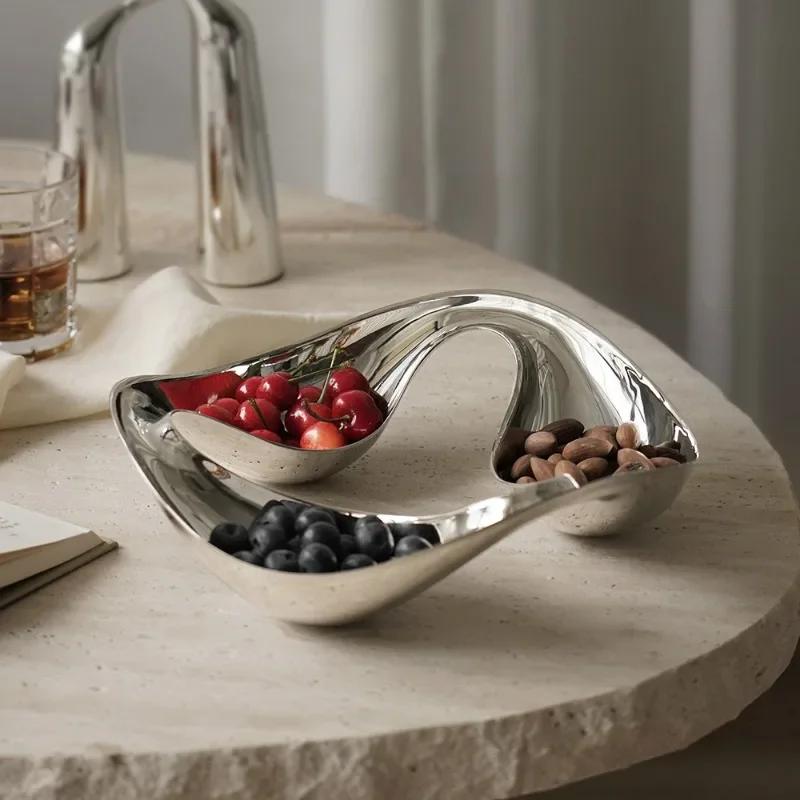 Nordic Serving Serveware Dish Stainless Steel Living Room Home Fruit Snack Bowl Plate Dinner Table Decorative Plate Candy Tray