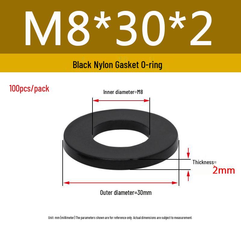 Schwarzer Nylon-Kunststoff Flache Unterlegscheibe Ring M2-M20