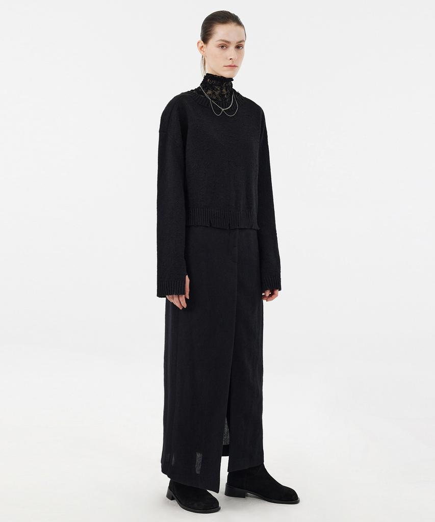YOUTH Damaged Cropped Knit - Black