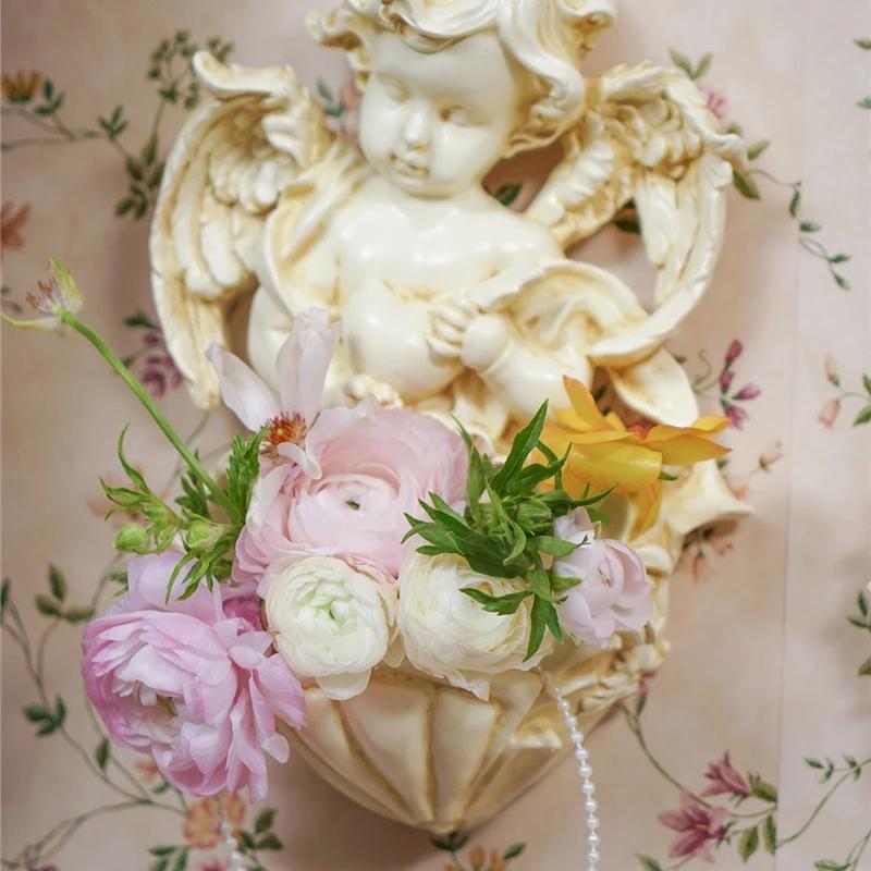 Vintage Ornaments European White Angel Embossed Resin Photo Frame Picture Frame Home Homestay Wall Decoration Pendant Gifts
