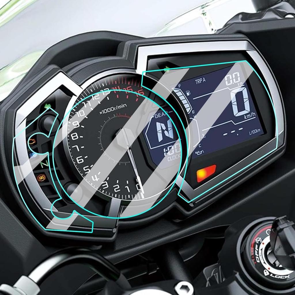 motokano Meter Film for Ninja 400 (2018-2024), Ninja 250 (2018-2024), ZX-6R (2019-2021), and Ninja 650 (2017-2019) - Meter Protection Film, Set of 2