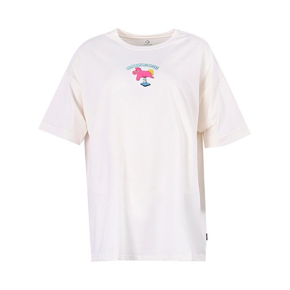 Converse T Shirts Women s White Crew Neck Moderate 10024363-A01 L