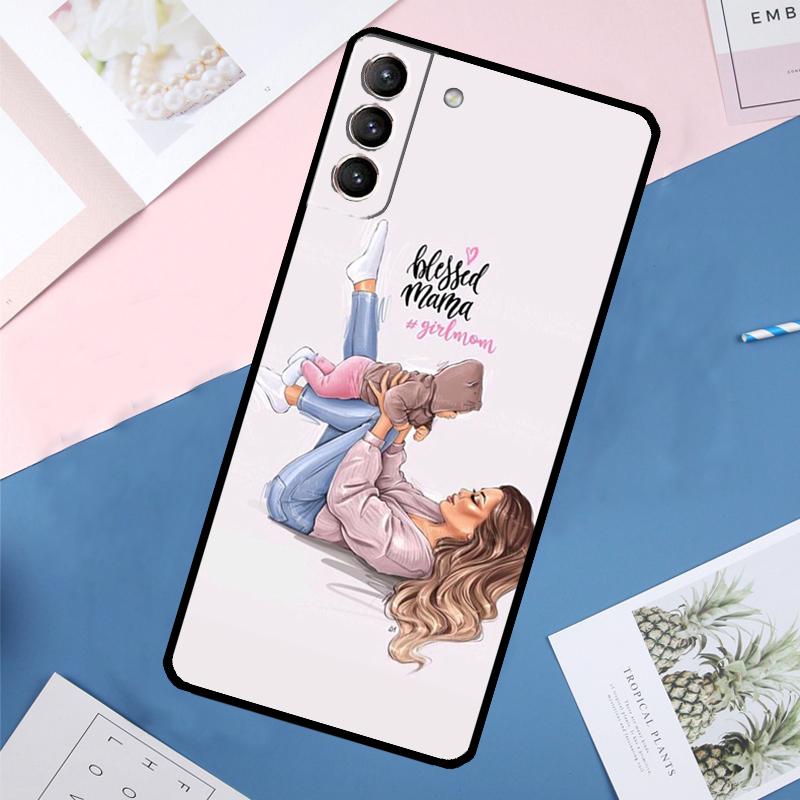 Baby Mama Tochter Mädchen Sohn Papa Hülle Für Samsung Galaxy S25 Ultra S24 S23 S22 S21 Ultra S9 S10 Plus S23 FE S25 FE Rückabdeckung