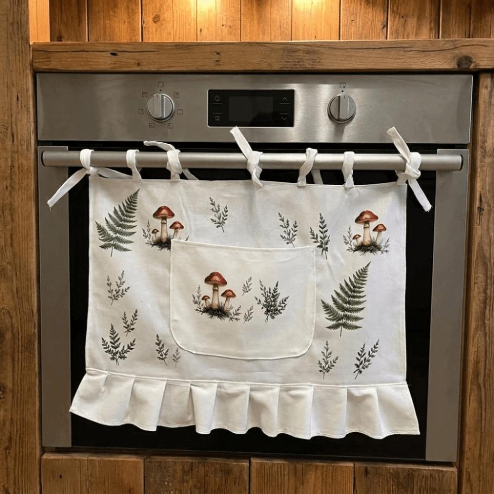 with Pockets Oven Skirt Rustic Kitchen Cabinet Curtains Kitchen Decor