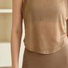Women Vest Solid Color Loose Fit Sleeveless Tops Round Neck Mesh Yarn Splicing Thin Yoga Sport Tops Daily Wear