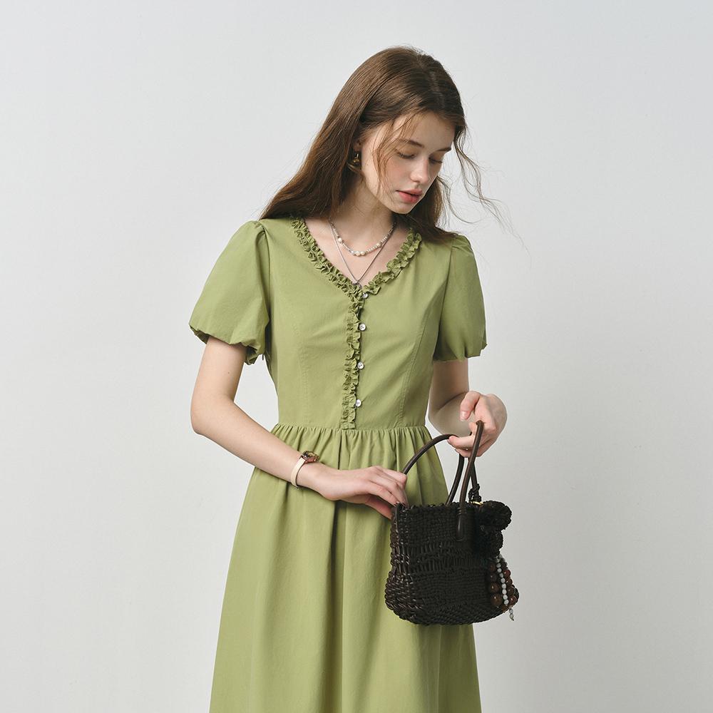 Wednesday Delight Wd_Pastoral Ruffle Puff Sleeve Dress