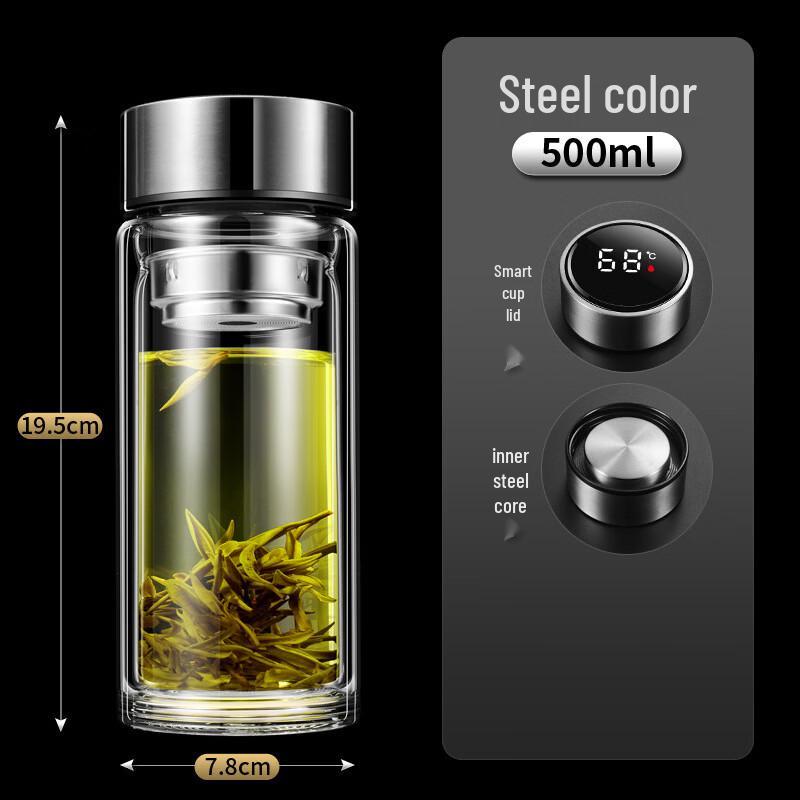 Shixun Double Wall Borosilicate Glass Mug with Temperature Display