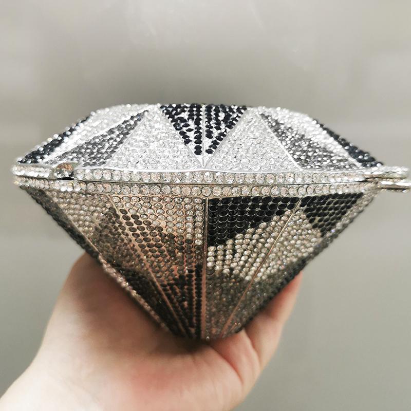

Women s Diamond Crystal Clutch Handbag WHTUOHENG Rhinestone Evening Prom Dinner Purse Luxury Minaudiere Clutch Female Party Bag 15cmX9cmX9cm