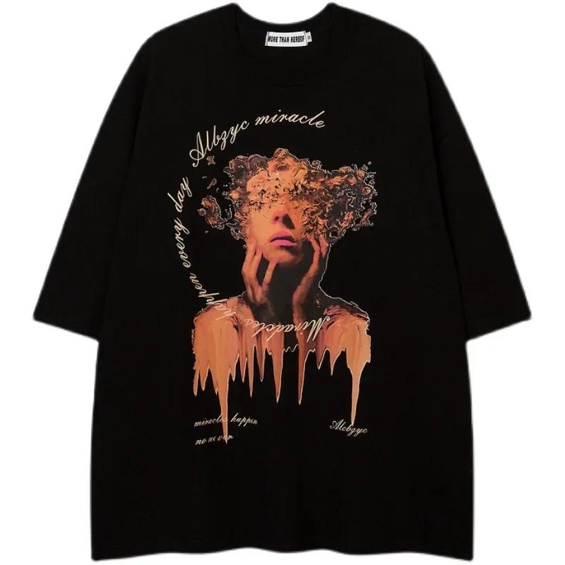 Hip Hop Oversize T Shirt Men Streetwear Harajuku Cartoon Print Tshirt Short Sleeve Cotton Loose HipHop T-Shirt Plus Size 5XL