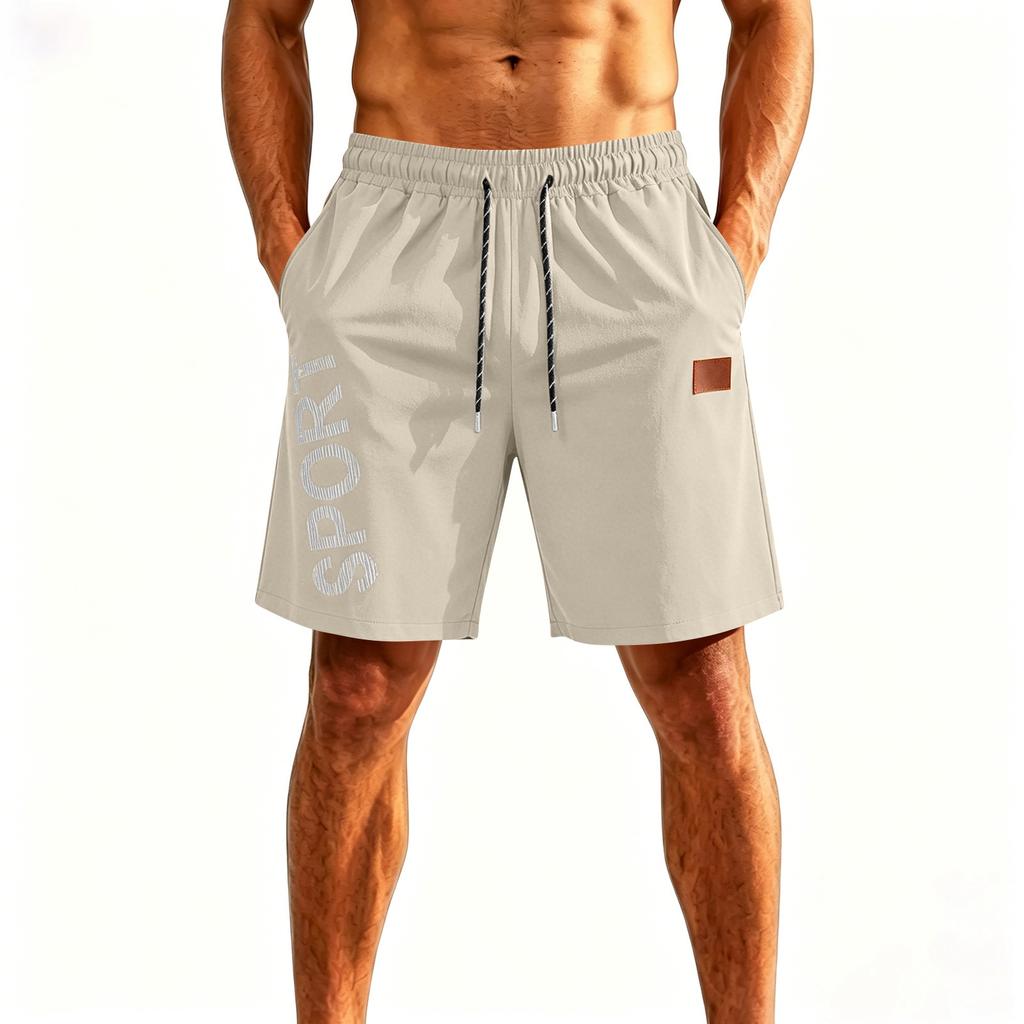 Herren Schnelltrocknende Locker Geschnittene Fünf Zoll Eis Seide Sportshorts mit Elastischem Bund und Kordelzug für Training Laufen Fitness