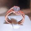 Creative Twisted Intertwined Shimmering Zirconia Ring Women  Stamp Rose Gold Wedding Jewelry Valentine's Day Gift