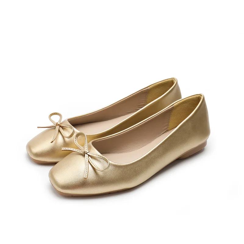 Módní ploché boty Dámské baleríny Kulatá špička Mašle Nazouvací Balerínky Ležérní mokasíny Dámské ležérní ploché boty 2025