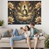 Buddha Lotus Flower Wall Tapestry Zen Art Decor For Living Room Meditation Space Spiritual Home Interior Design 2D Flat Print