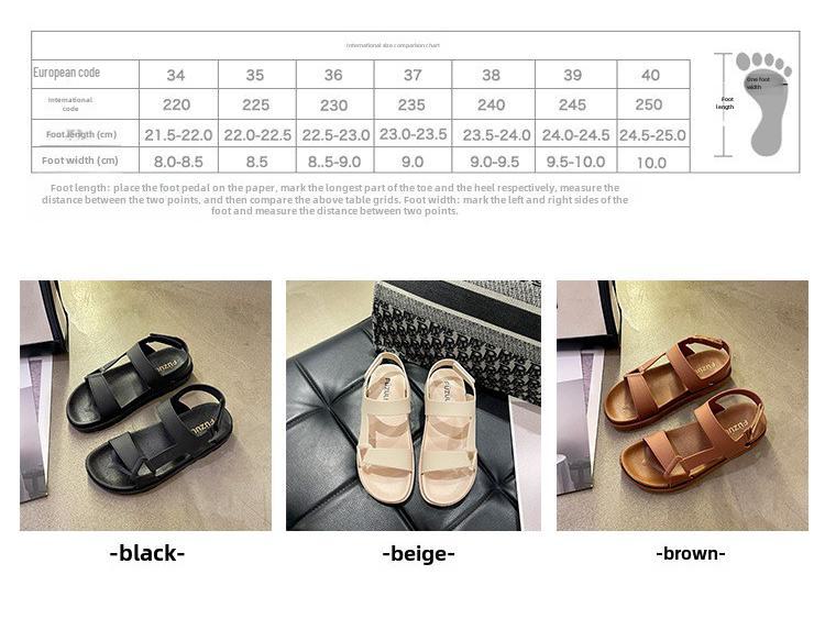 Women's Summer Sandals: Solid Color, One-Strap, Open-Toe, Velcro Flats for Beach