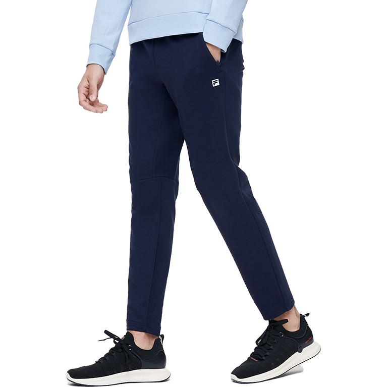 Fila Solid Color Outdoor Casual Knit Straight Fit Sports Pants Men Bottoms Dark-Blue A11M111611F-NV