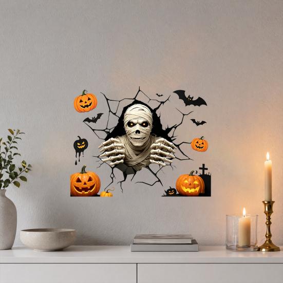 Halloween Wall Stickers, Self Adhesive Vinyl Decals, Waterproof Removable Wall Decals for Halloween Party Home Store Wall Decor