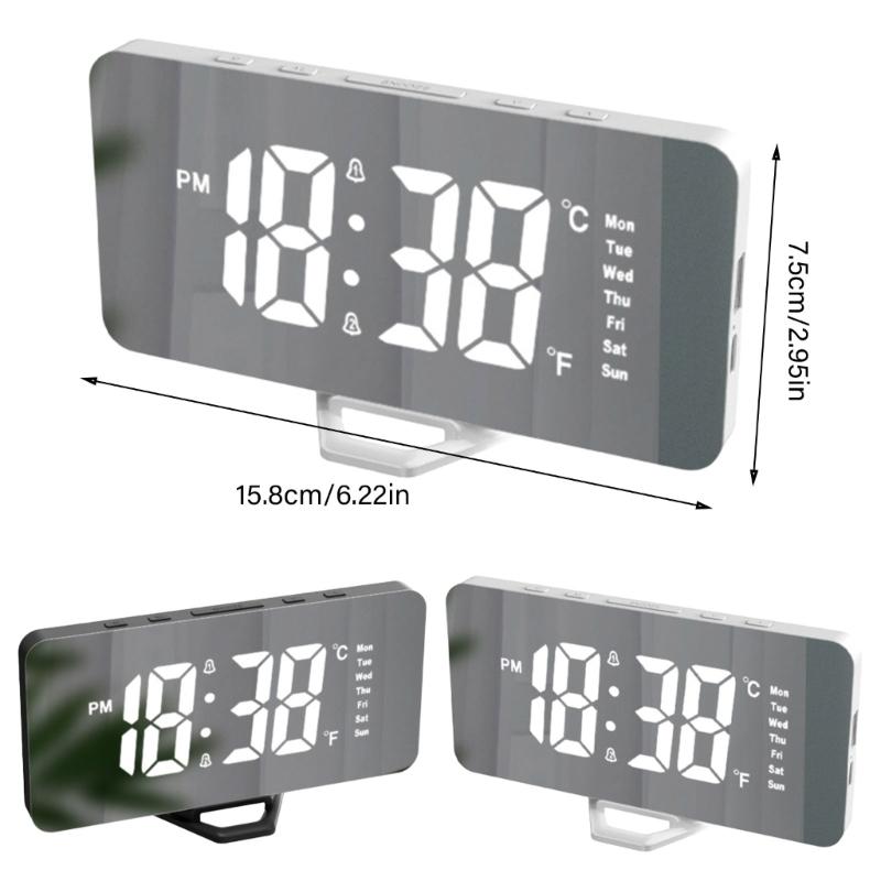 Modern Bedsides Digital Clock with LED Display, Date Temperature Function,USB Charging Port for Phone Easy to Read