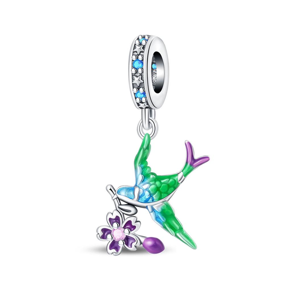 S925 Silver Spring Swallow Snail Beaded Pendant DIY Handmade Jewelry Accessories For Bracelet Necklace Charm