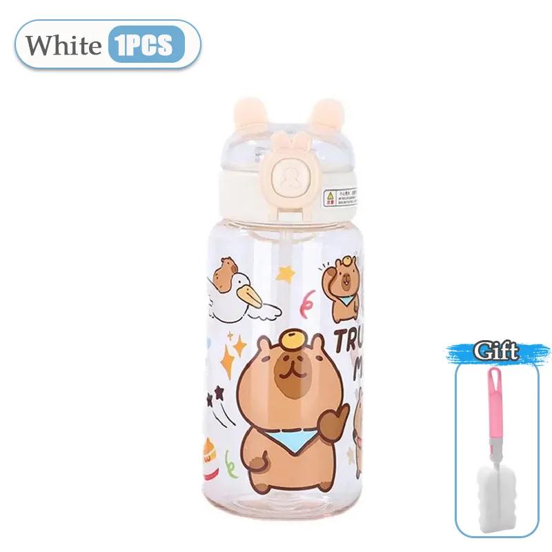 1-10PCS Capybara Cartoon 550ml Portable Large-capacity Water Bottle Sports Straw Cups Student Plastic Water Cups Water Bottle