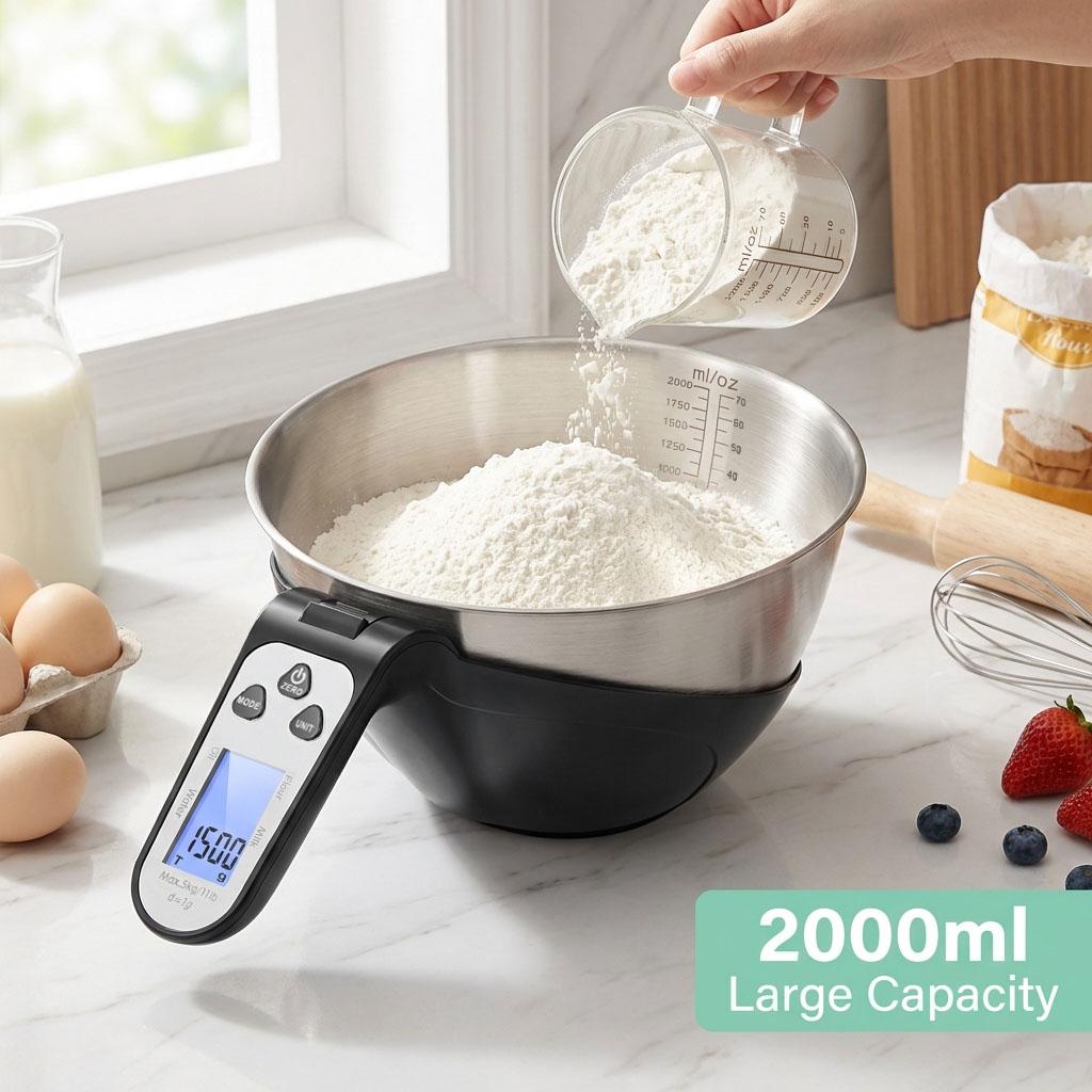 Digital Kitchens Scale With Bowl Weight Scale Stainless Steel/plastic Food Scale Kitchen Scale With Graduated Scale Ml/oz Bowl чёрный