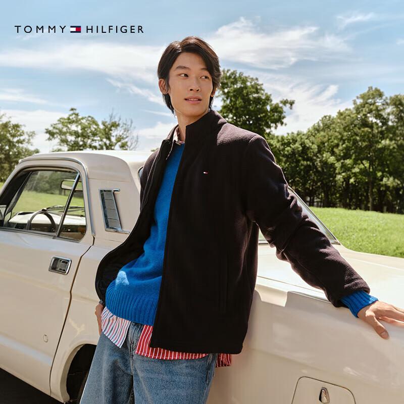 Tommy Hilfiger Men's Lightweight Fleece Stand-Up Collar Cardigan