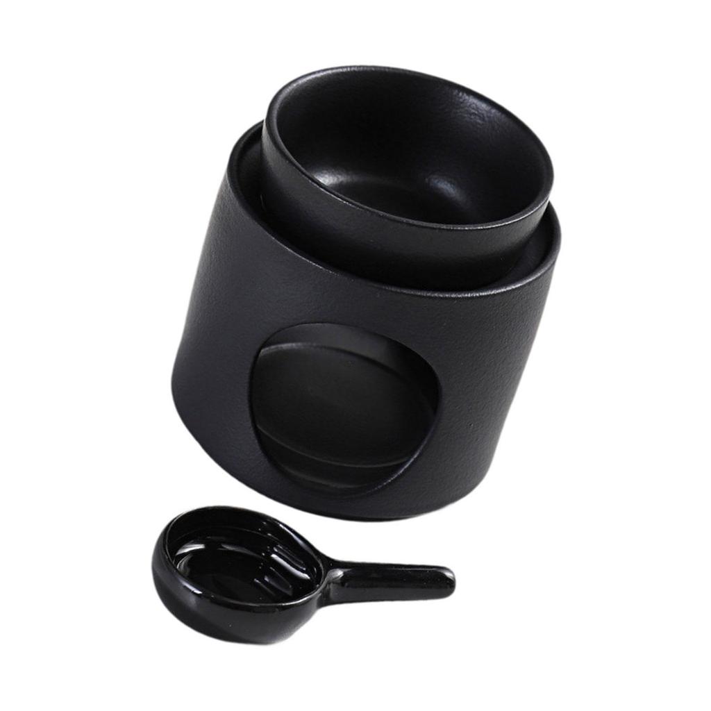 Eleganter Zylinder Keramik Ölbrenner und Aromalampe mit abnehmbarer Schale Teelicht Löffel für Ätherisches Öl und Wachsmelts