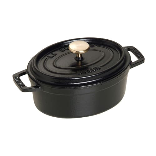 Staub Pico Cocotte Oval, Black, 15cm, Small, Two-Handled Cast Iron Enamel Pot, Induction Compatible [Official Japanese Product] La Cocotte Oval 40509-