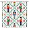 Christmas Nutcracker Shower Curtain, Christmas Tree Snowman Bathroom Curtain Decoration Set With Hook Fabric Christmas Gift